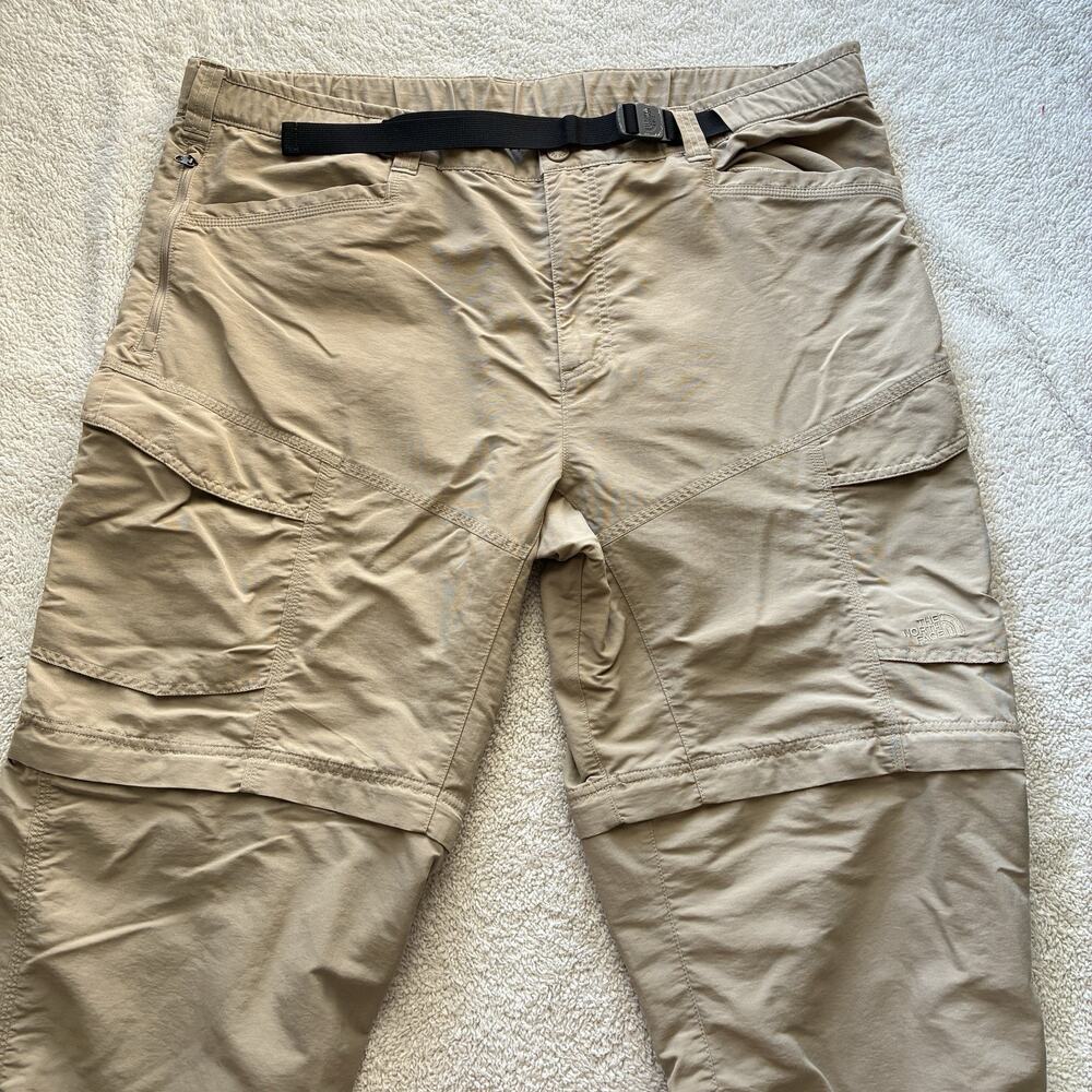 The North Face Zip Off Pants Mens Sz XXL Short Cargo Convertible Hiking Khaki